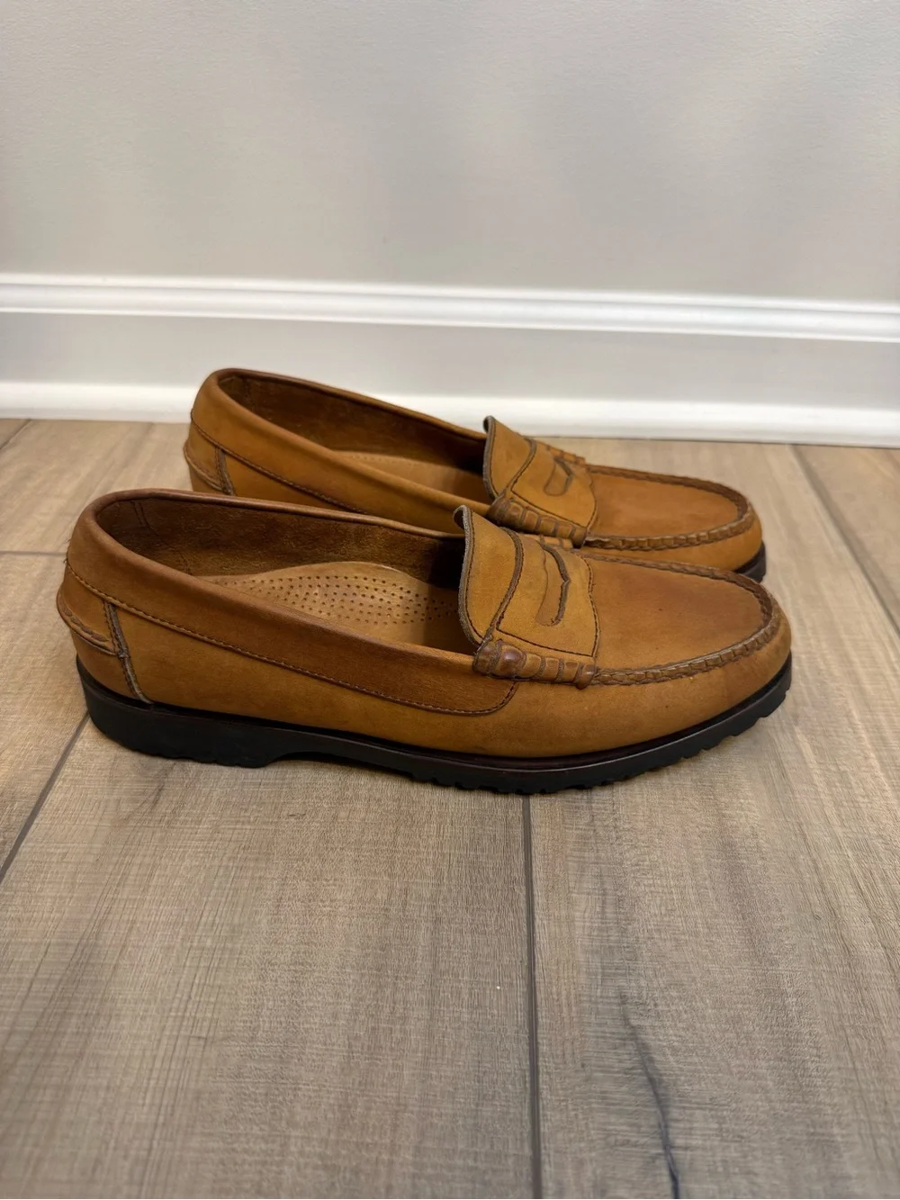 Cole Haan Men's Cognac Hand Sewn Leather Penny Loafers